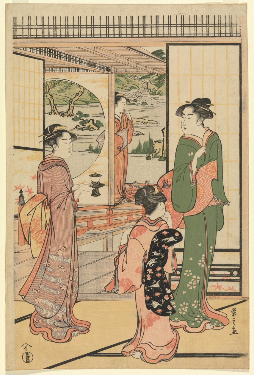 Beautiful Women at a Yashiki by Chobunsai Eishi