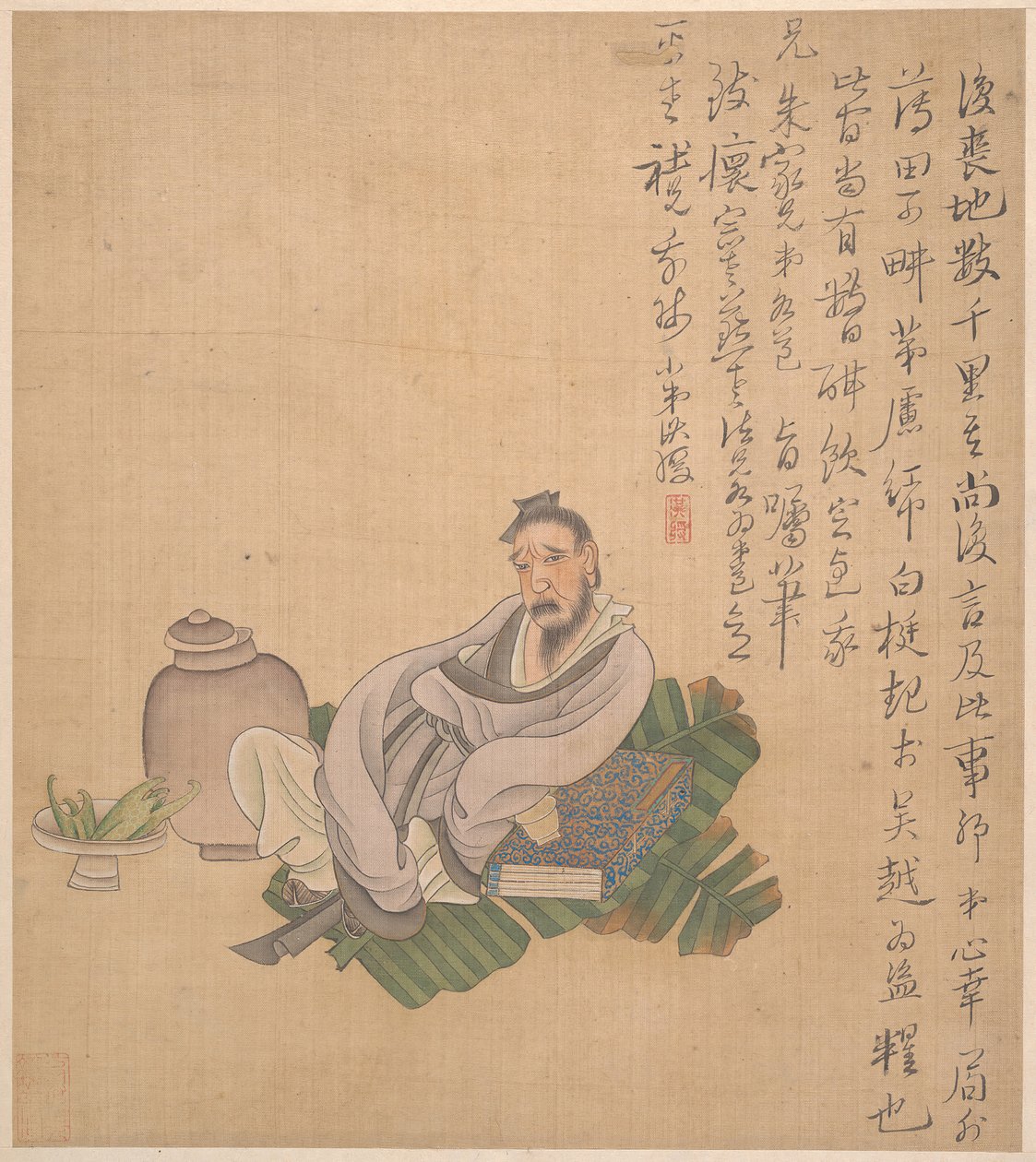 Figures, Flowers, and Landscapes, one leaf dated 1627 by Chen Hongshou