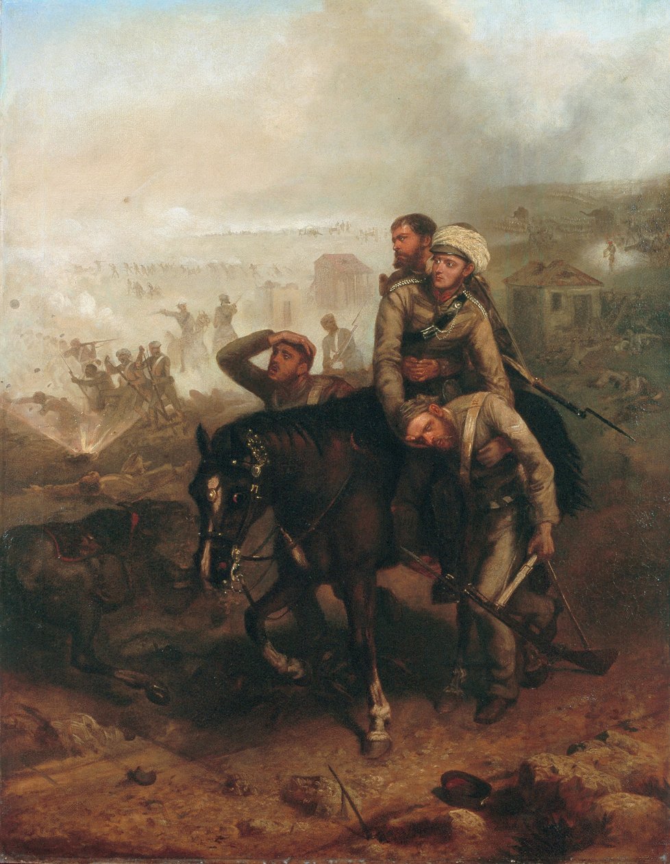 Lieutenant William George Cubitt earning the Victoria Cross at Lucknow during the Indian Mutiny on 30th June 1857 by Chevalier Louis William Desanges