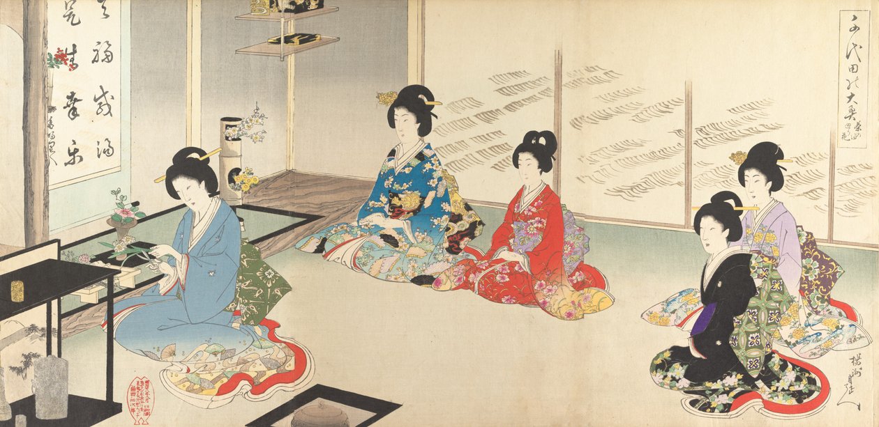 Chiyoda Inner Palace: No.20 Flower Arranging in Turn, August 1895 by Chikanobu Yoshu