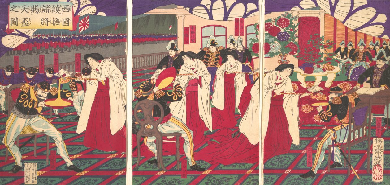 Illustration of the Commanders who Pacified Western Japan, Receiving the Emperor
