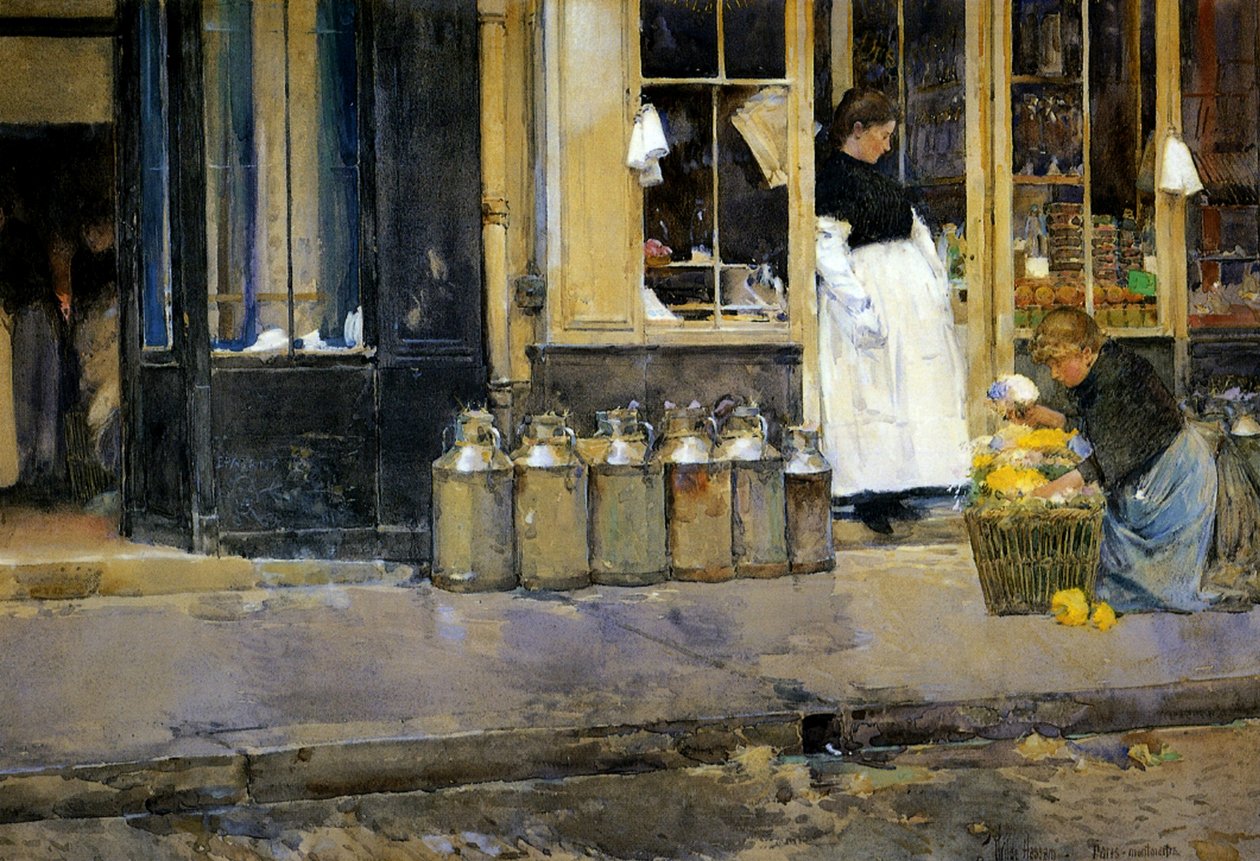 The Milk Churns, c.1888 by Childe Frederick Hassam