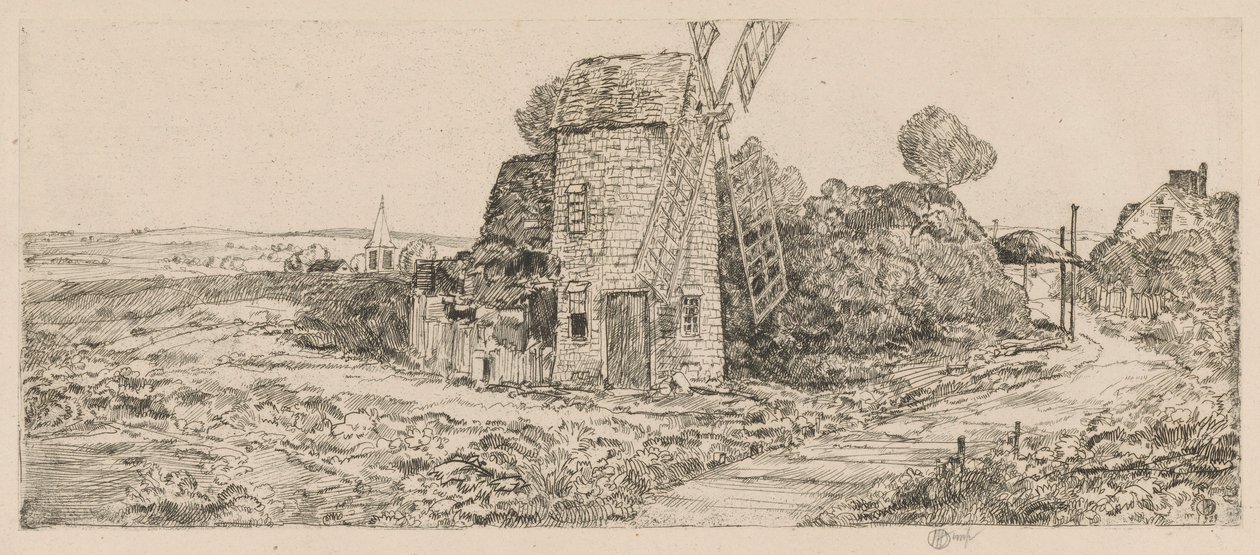 Long Island Windmill, 1929 by Childe Hassam