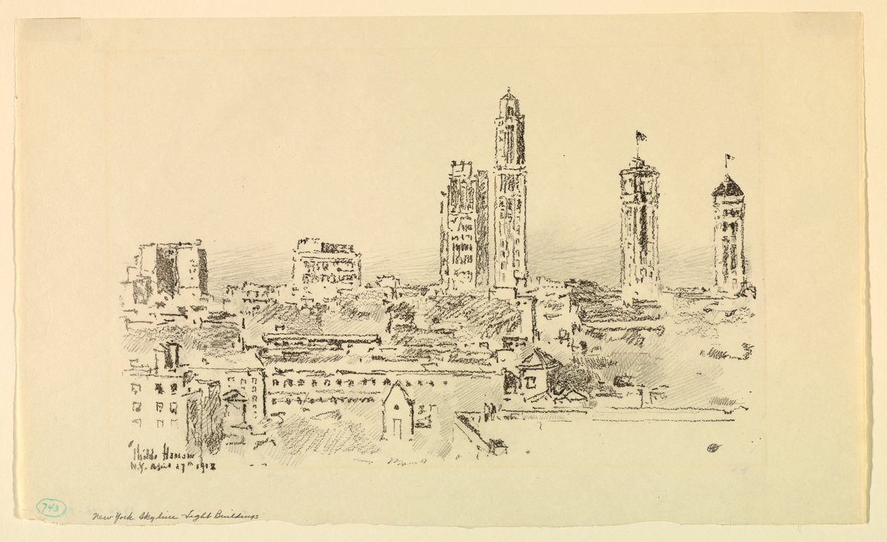 New York Skyline – Light Buildings by Childe Hassam