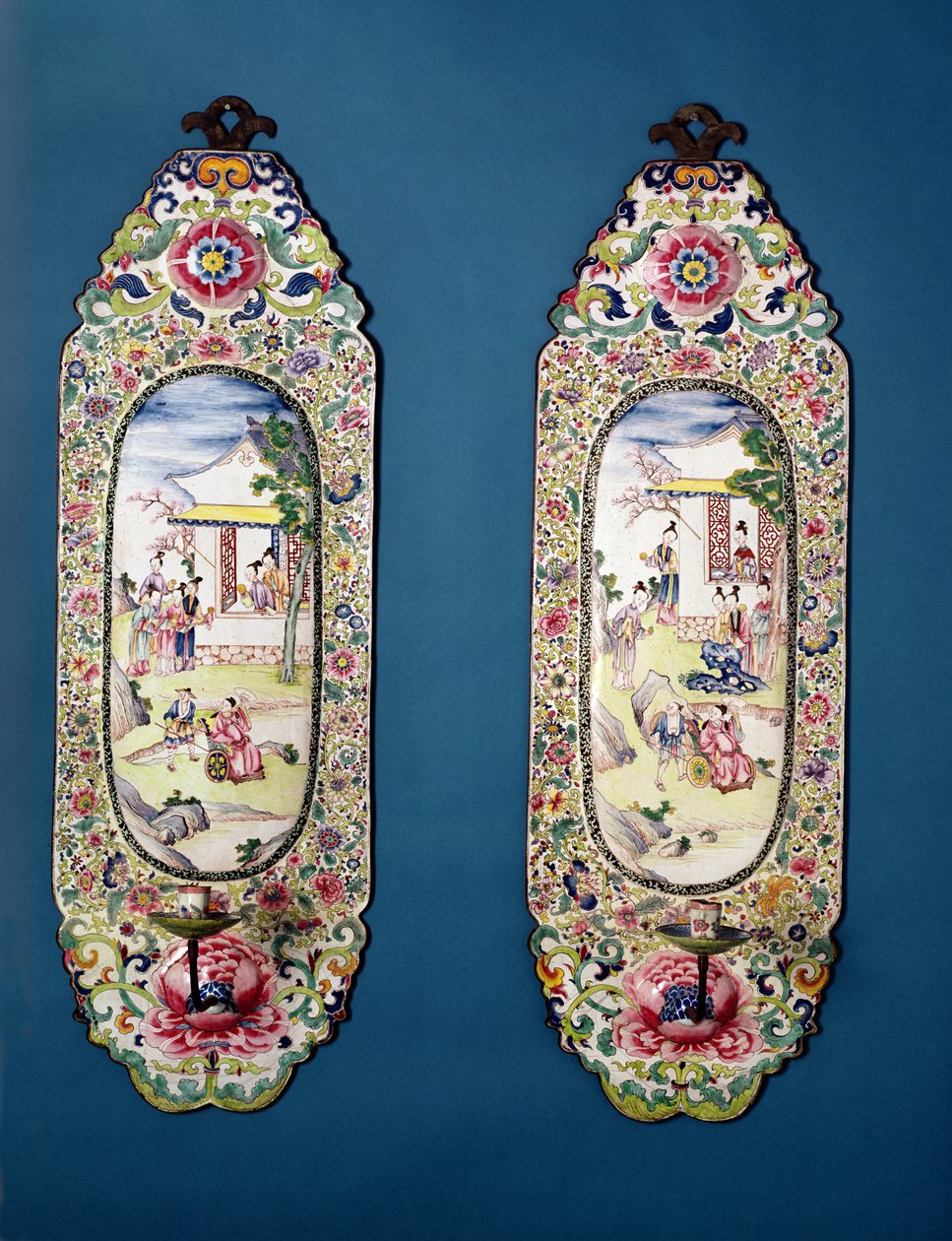 Pair of Canton wall lights made for the European market, 18th century by Chinese School