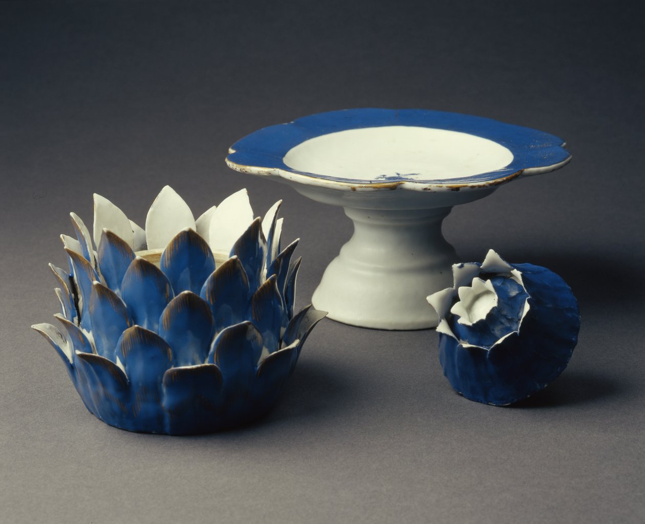 A Vegetable Form Tureen, Cover and Tazza, Jiaqing Period (1796-1820) c.1800 by Chinese School