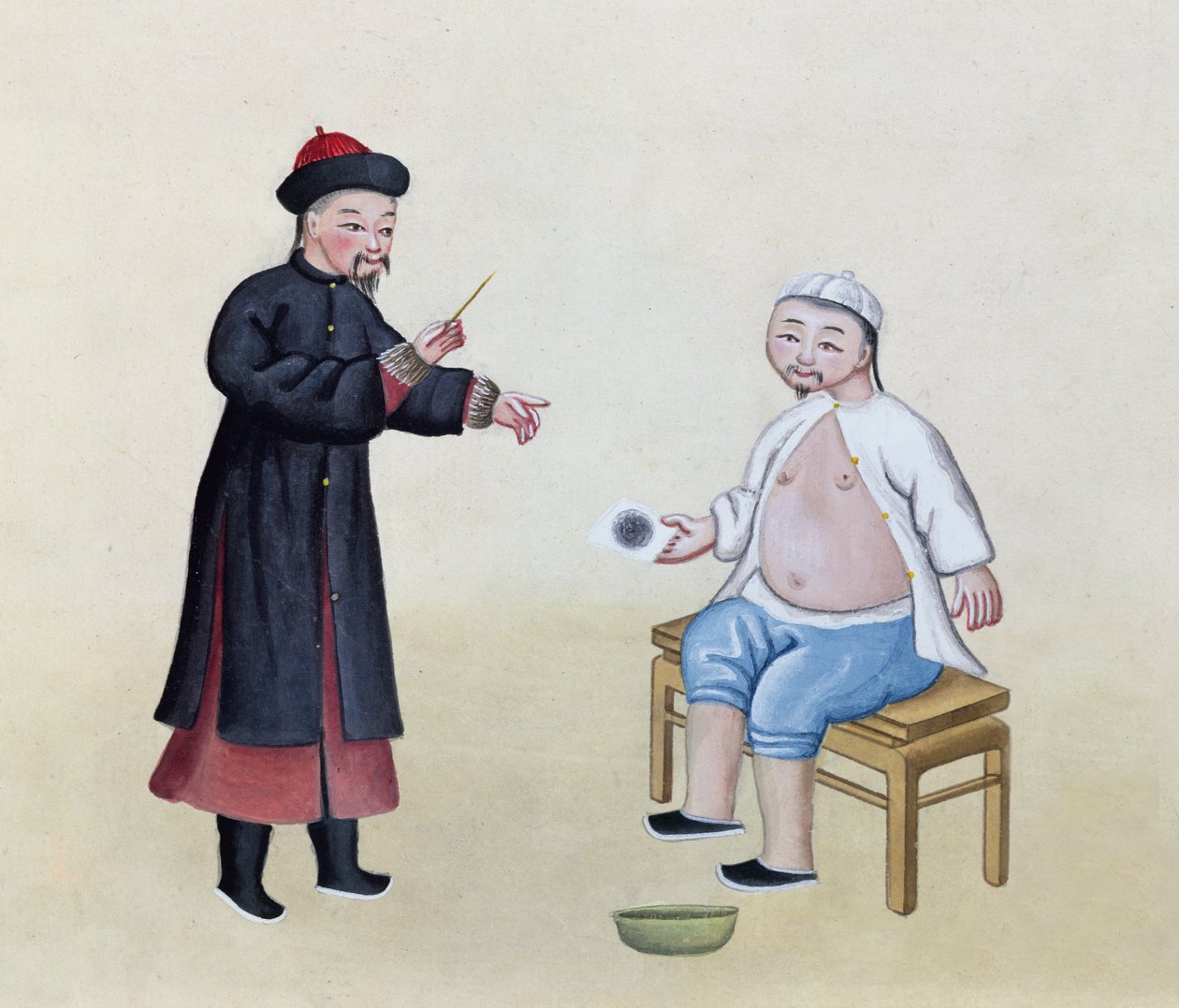 An Acupuncturist with his patient, c.1785 by Chinese School
