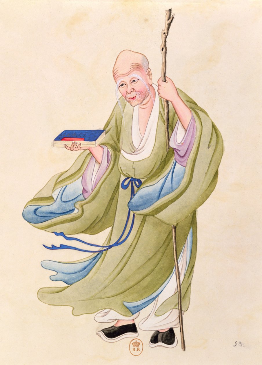 An old Chinese man, illustration from an album of mythological Chinese persons by Chinese School