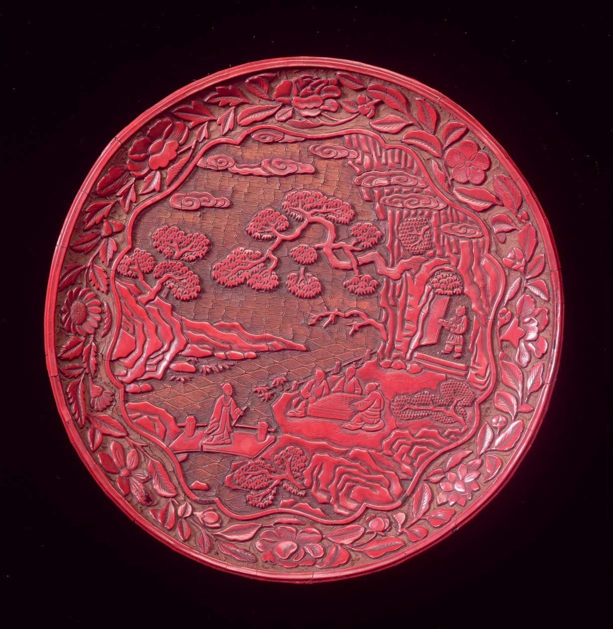 Carved Cinnabar Dish, Late Yuan to Early Ming Dynasty by Chinese School