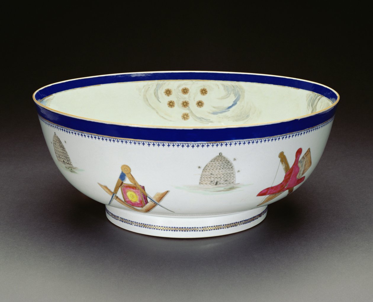 Famille Rose Export Masonic Bowl, Qianlong period, 1736-95 by Chinese School