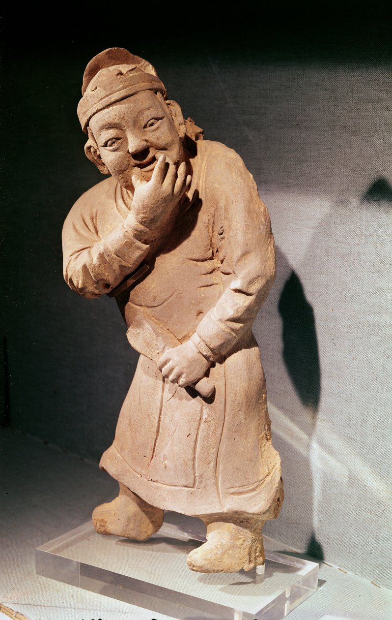 Figurine of an actor whistling, from Jiaozuo, Henan, Yuan Dynasty (1271-1368) by Chinese School