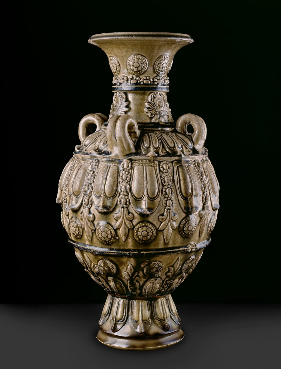Greenware Jar with Moulded Decorations, Yue Kiln-site, Six Dynasties Period by Chinese School