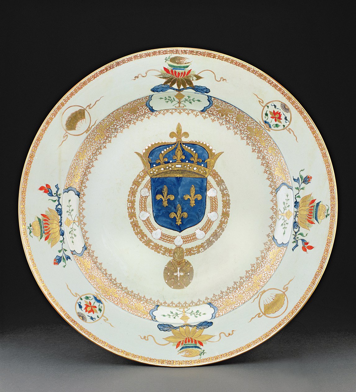 Large armorial charger with the arms of the King of France by Chinese School