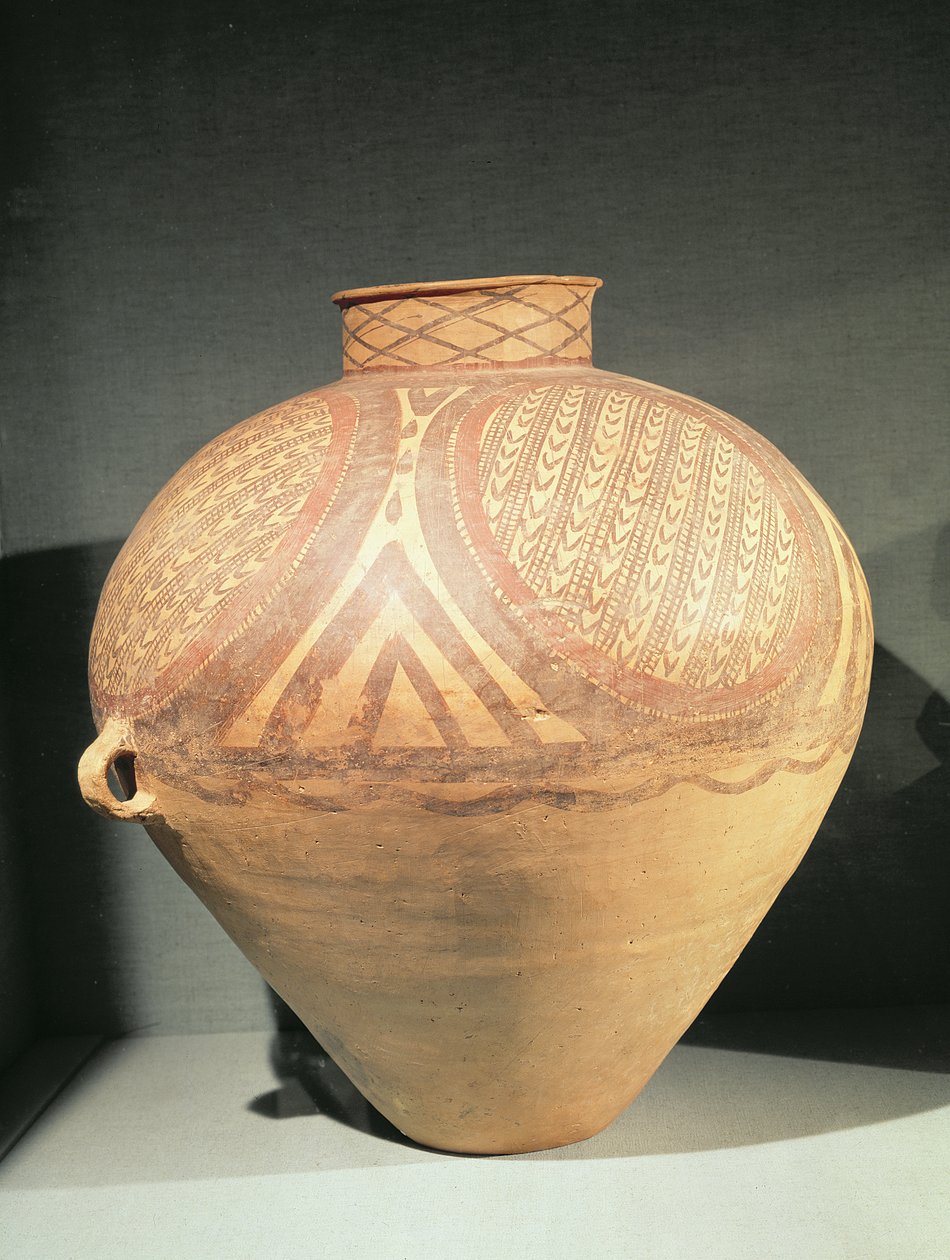 Large narrow necked jar with small handles, from Yung-Ching, Gansu, late 3rd millennium BC by Chinese School