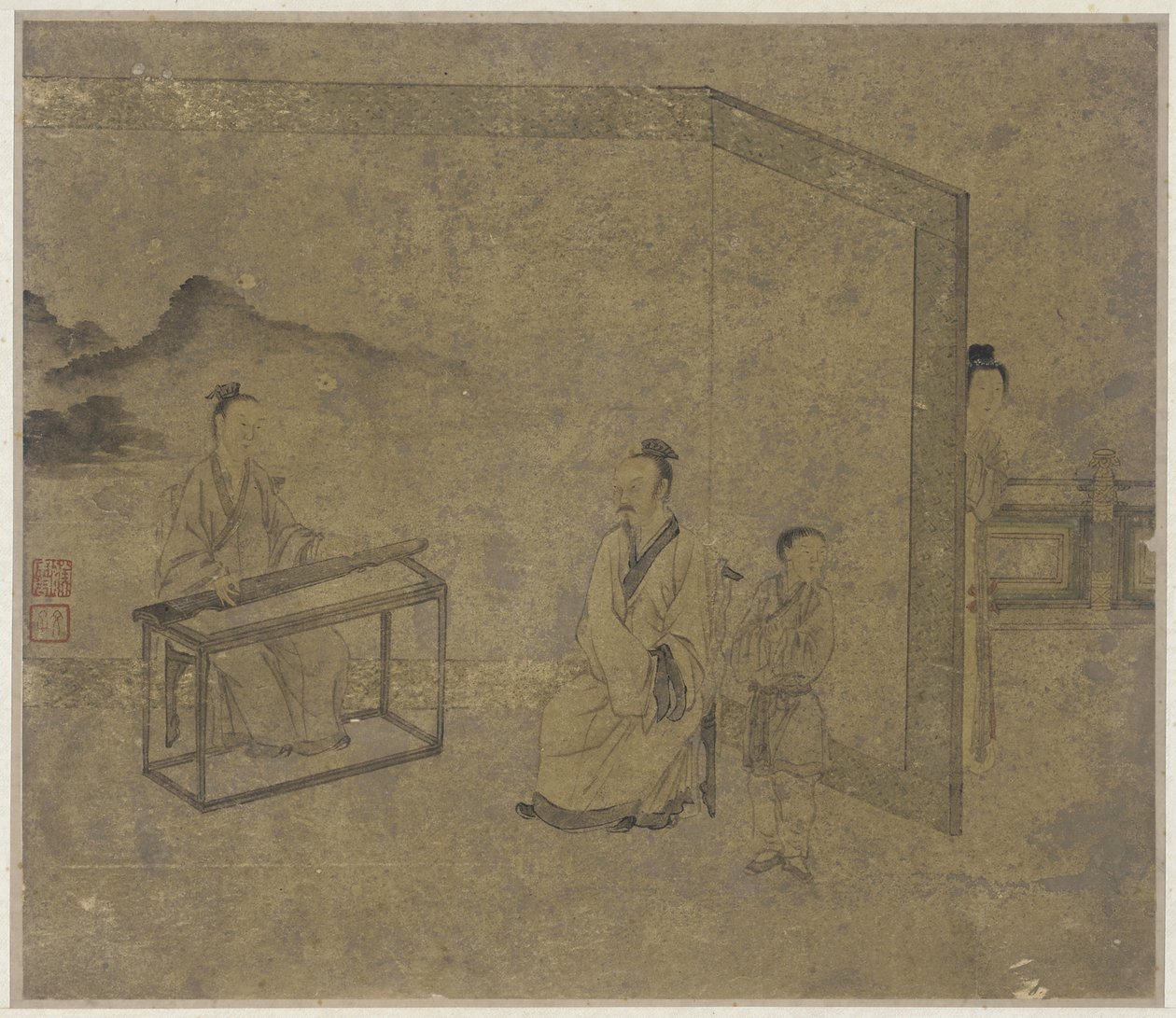 Listening to the Zither, Ming or Qing Dynasty by Chinese School