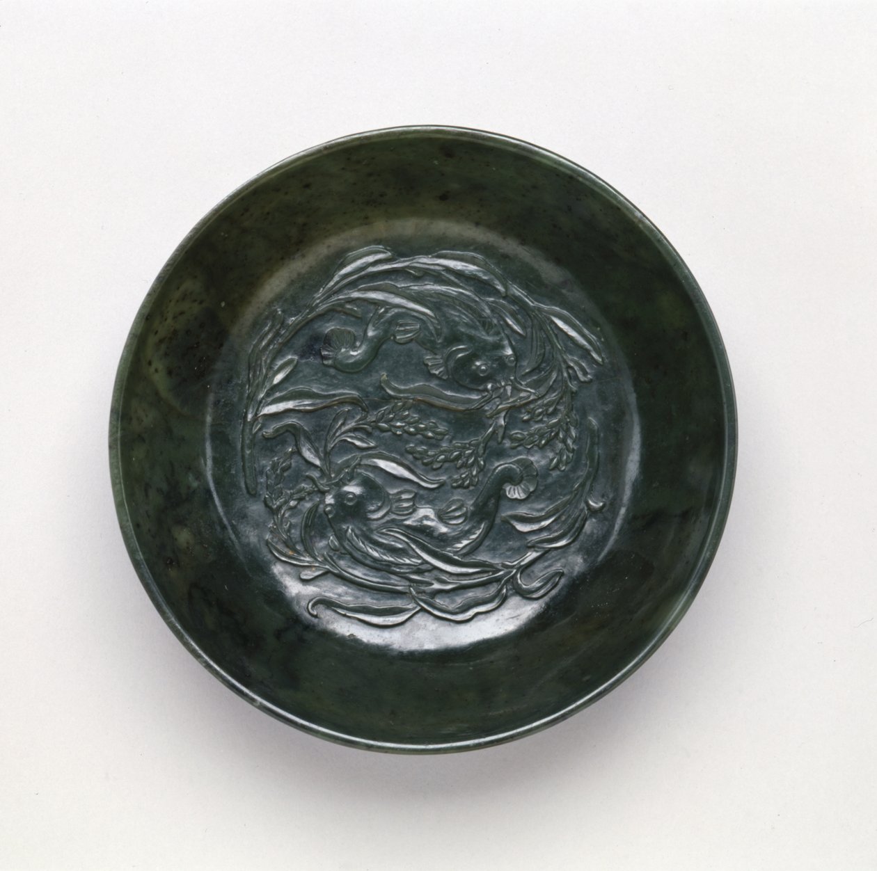 Marriage bowl with two wa wa fish holding millet branches in their mouths by Chinese School