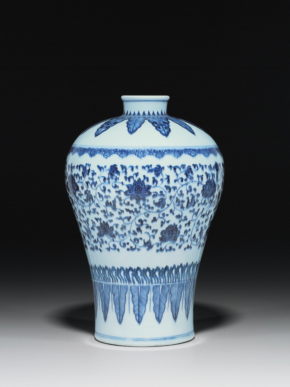 Ming-style vase, Meiping, painted in 15th century style by Chinese School