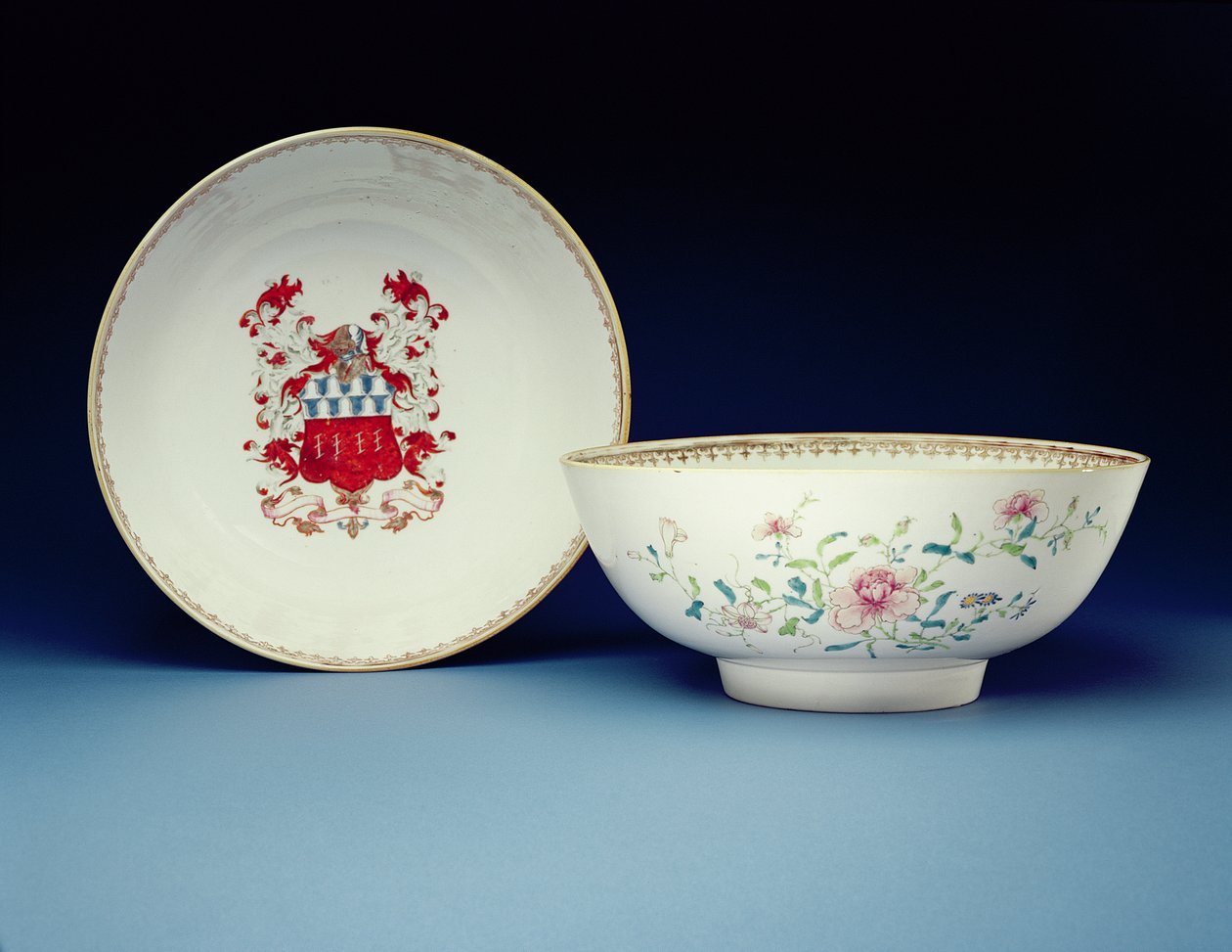 Pair of bowls decorated in famille rose enamels with the arms of Joynes, Yongzheng period by Chinese School