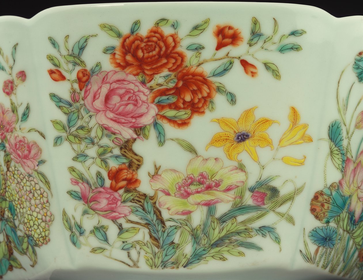 Roses, Pomegranates and Yellow Day Lilies by Chinese School