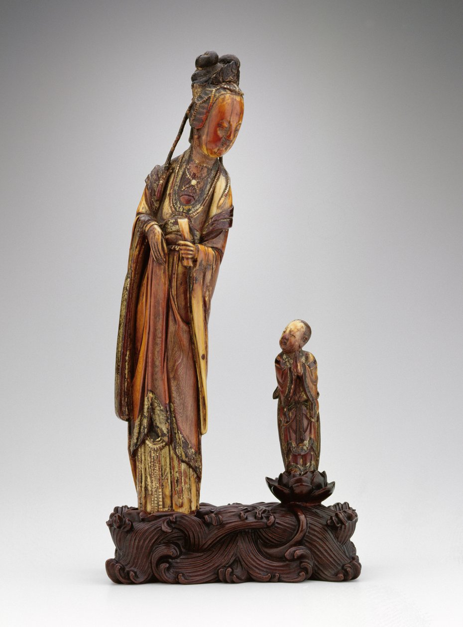 Standing group of He Xiangu and attendant, Ming dynasty, 1580-1644 by Chinese School
