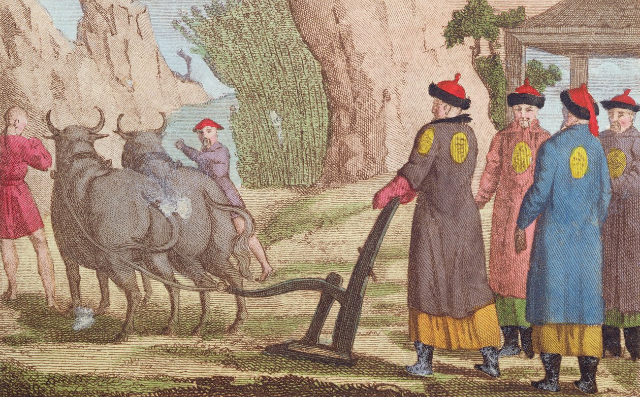The Ploughing Festival in China, frontispiece illustration for La Chine en Miniature, by J.B. Breton, Paris, edited by Nepveu, 1811 by Chinese School