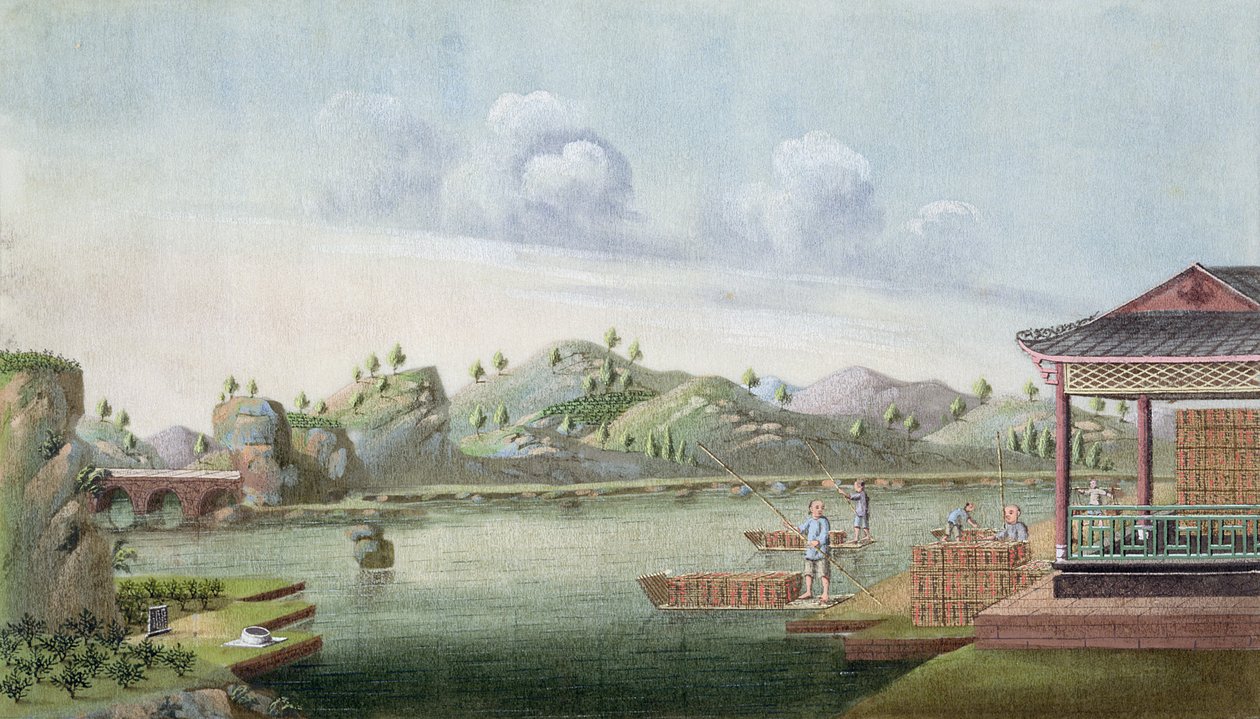 Transporting crates of tea by Chinese School