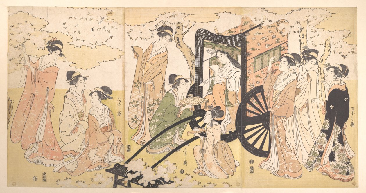A Cherry-Viewing Excursion by a Noble Lady and Attendants by Chobunsai Eishi