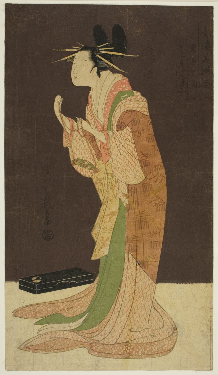 A Selection of Beauty from the Pleasure Quarters: Misayama of the Chojiya in Night Dress by Chobunsai Eishi