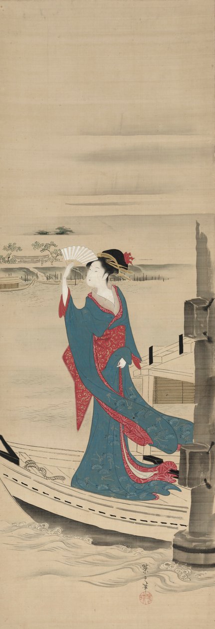 Beauty in a Boat on Sumida River, late 1700s-early 1800s by Chobunsai Eishi