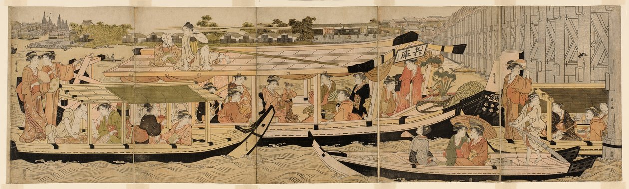Pleasure Boats on the Sumida River by Chobunsai Eishi