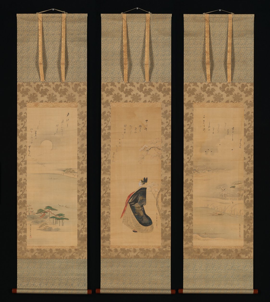 Snow, Moon, and Cherry Blossoms (Yoshiwara in Three Seasons) by Chobunsai Eishi