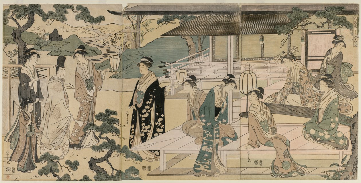 The Matsukaze Chapter of the Tale of Genji (from the series The Tale of Genji in Elegant Modern Dress) by Chobunsai Eishi