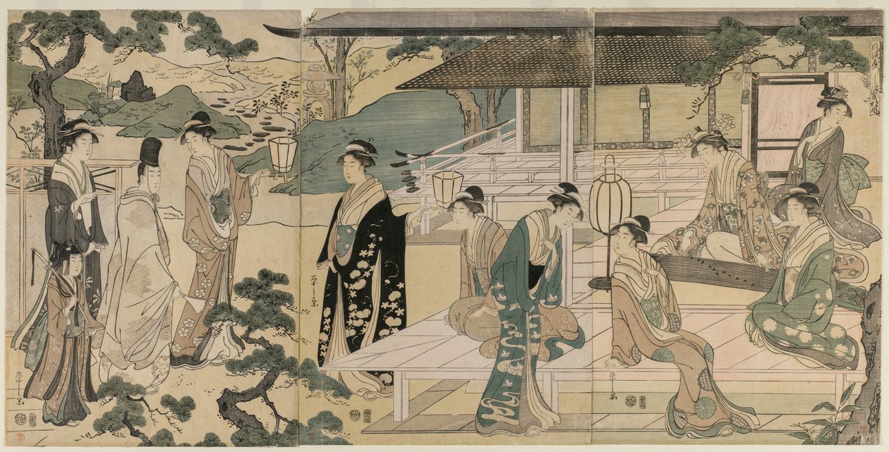 The Matsukaze Chapter of the Tale of Genji from the Series The Tale of Genji by Chobunsai Eishi