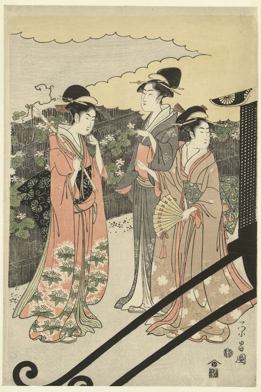 Prince Genji and Yugao by Chokosai Eisho