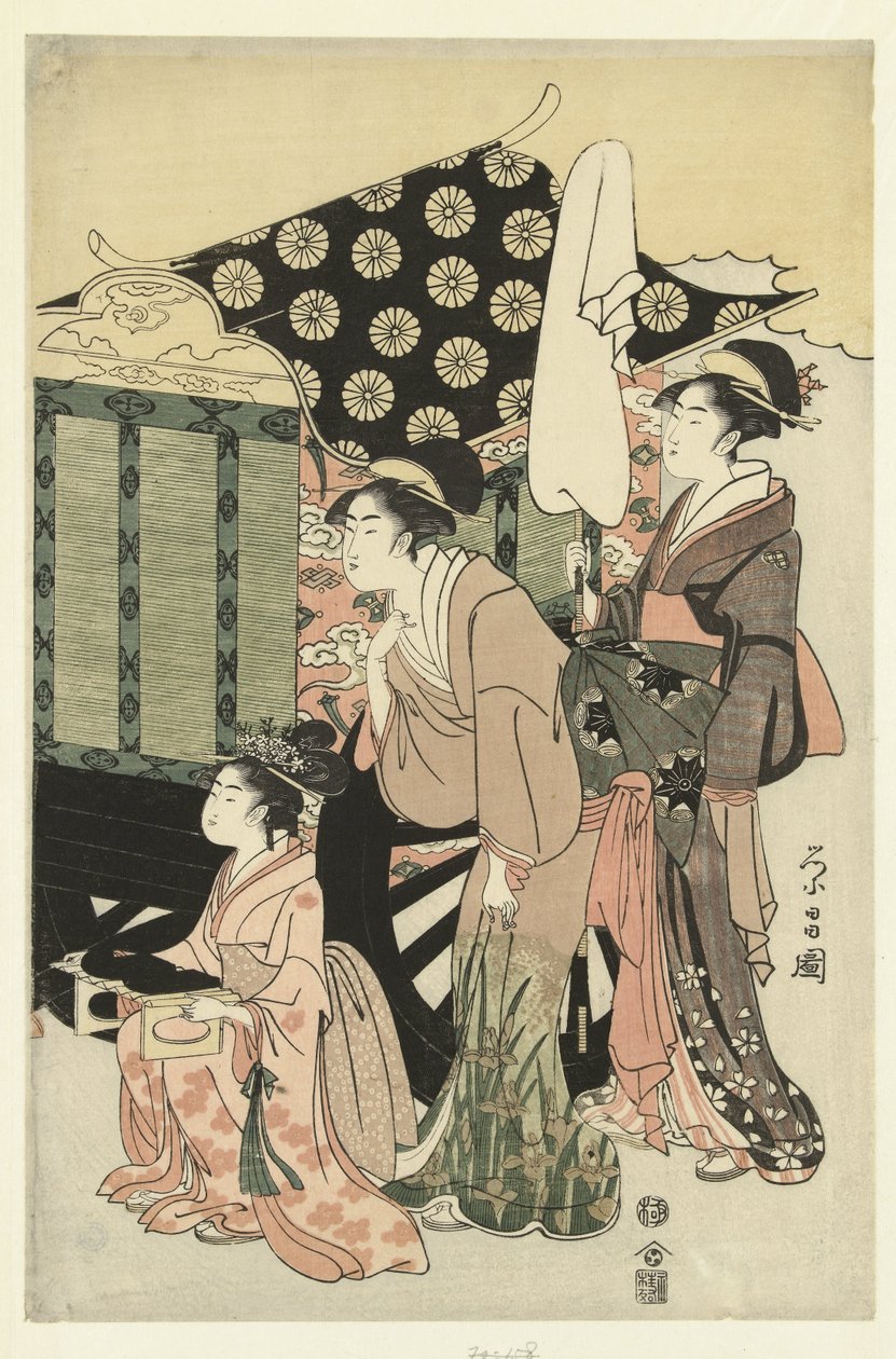 Prince Genji and Yugao by Chokosai Eisho
