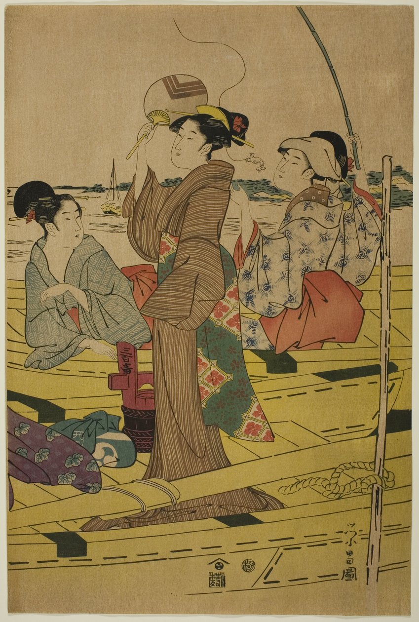 Women on a Fishing Boat by Chokosai Eisho