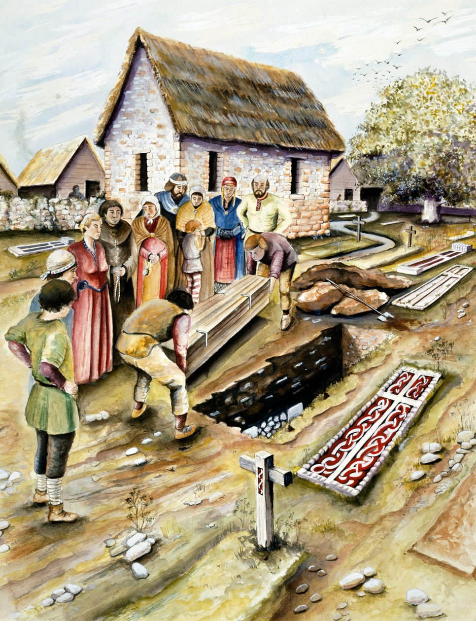 Viking Burial in a Churchyard, York, Yorkshire, 10th Century by Chris Evans