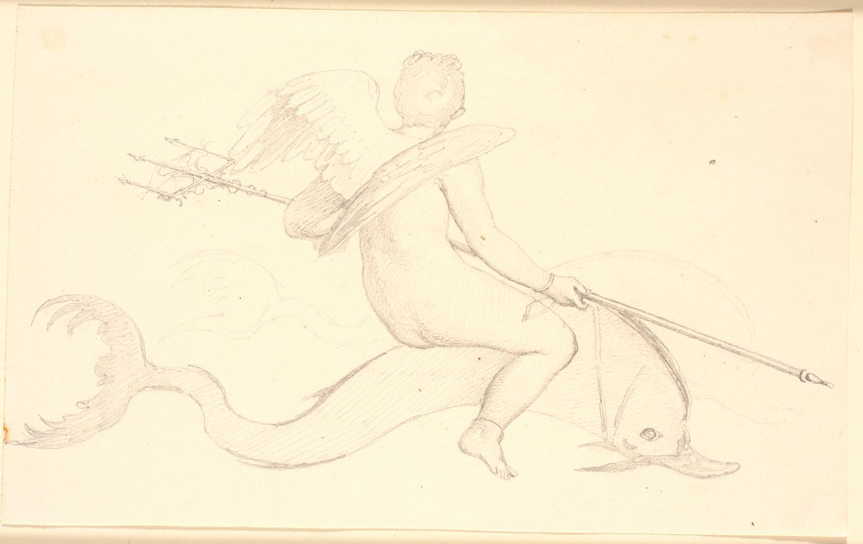 Cupid Riding a Dolphin, Pompeian Motif by Christen Købke
