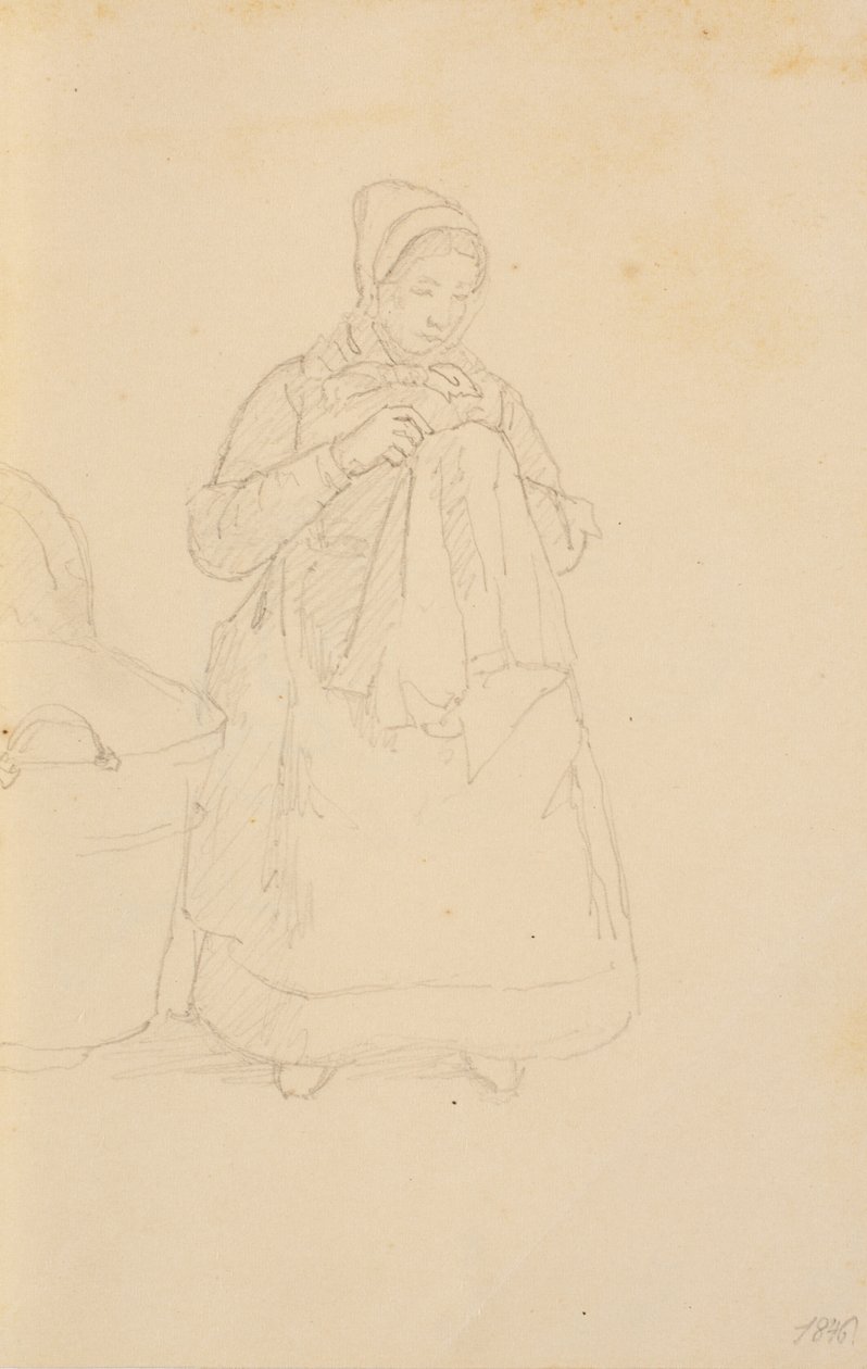 A Nurse Sitting by a Cradle by Christen Købke