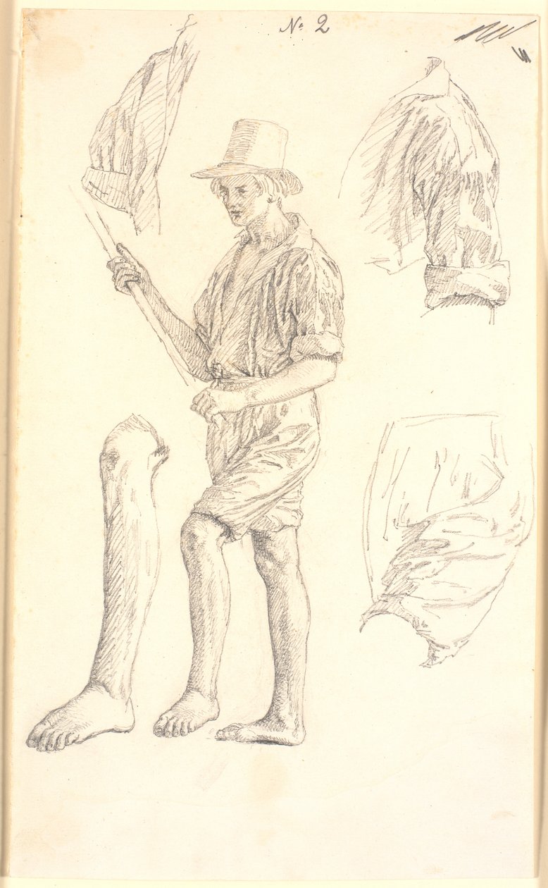 A fisherman. And studies for the same by Christen Købke