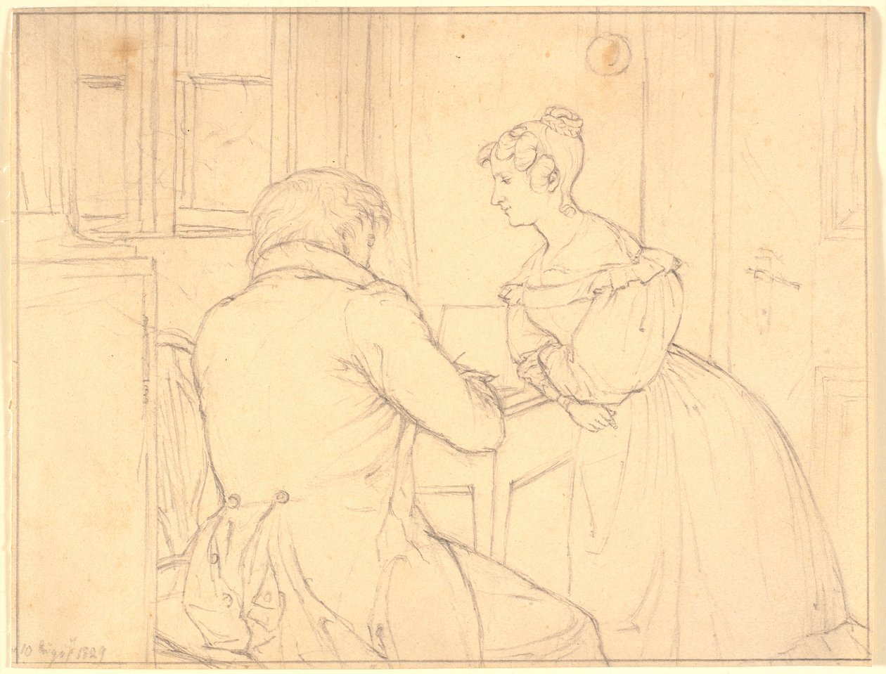 The Painter C.D. Gebauer Drawing for Miss Margrethe Hahn by Christen Købke