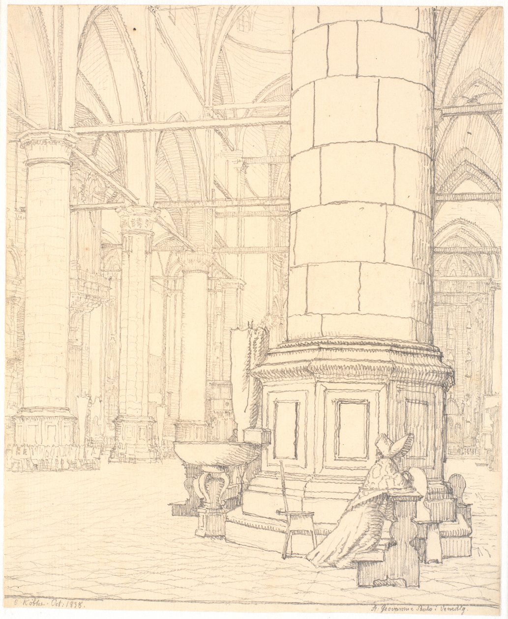 Interior of Ss. Giovanni e Paolo in Venice by Christen Købke