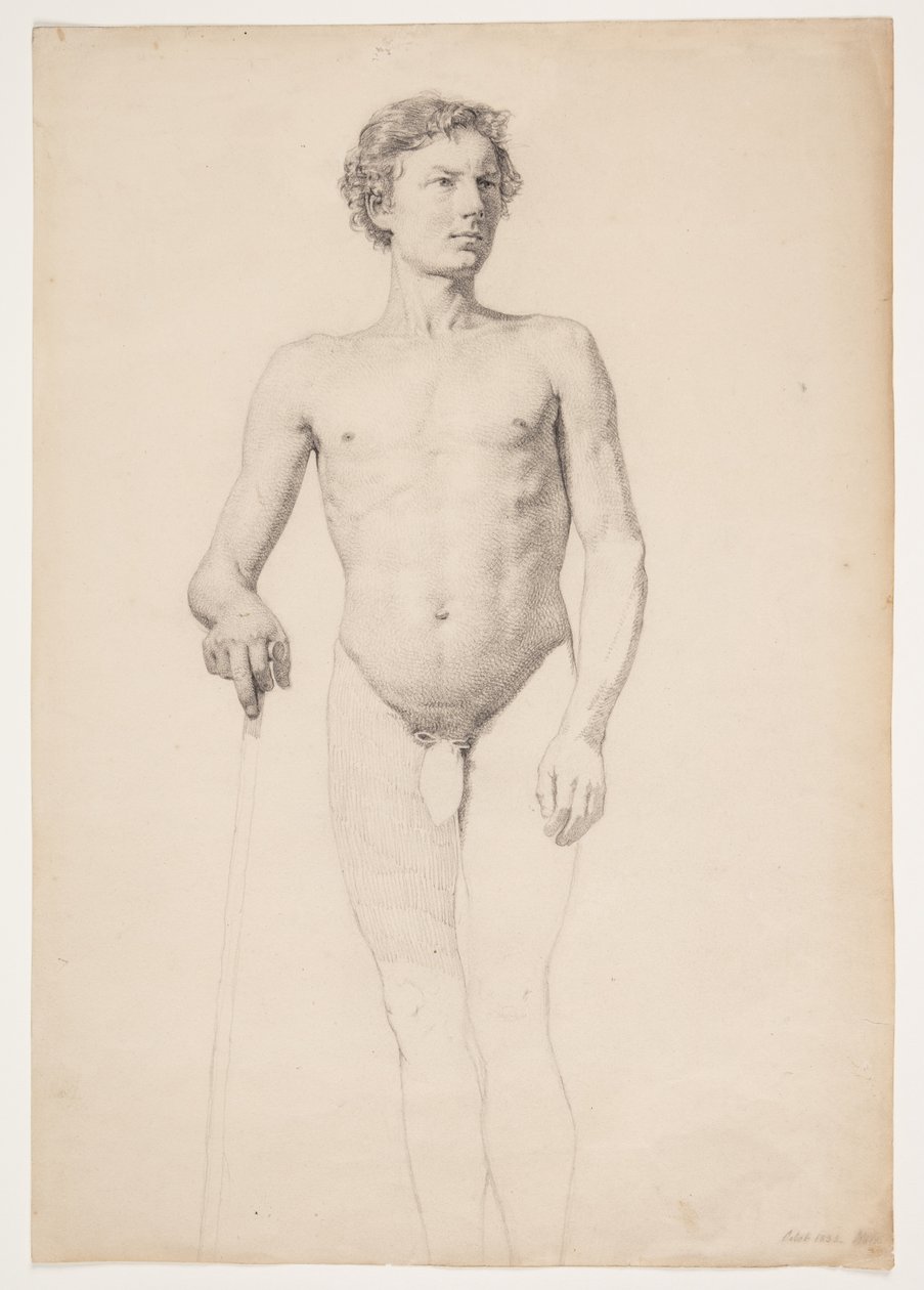 Standing Male Academy Model, Legs Only Contoured by Christen Købke