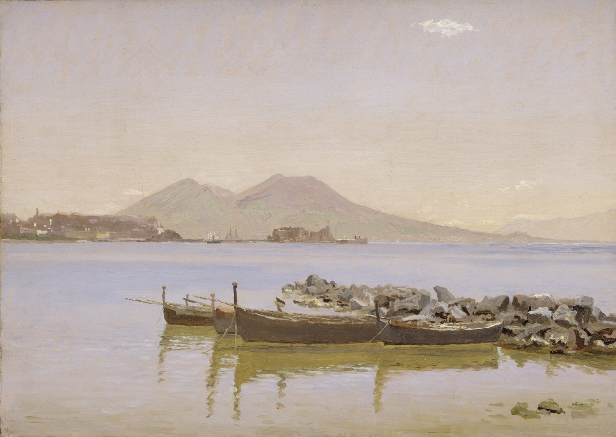 The Gulf of Naples with Vesuvius in the Background by Christen Købke