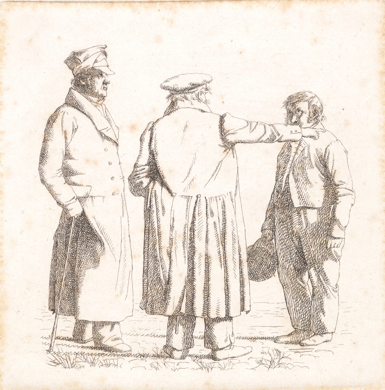 Three Portrait Figures, Baker Købke, Major Krohn, and Slave Sergeant Sprøch by Christen Købke