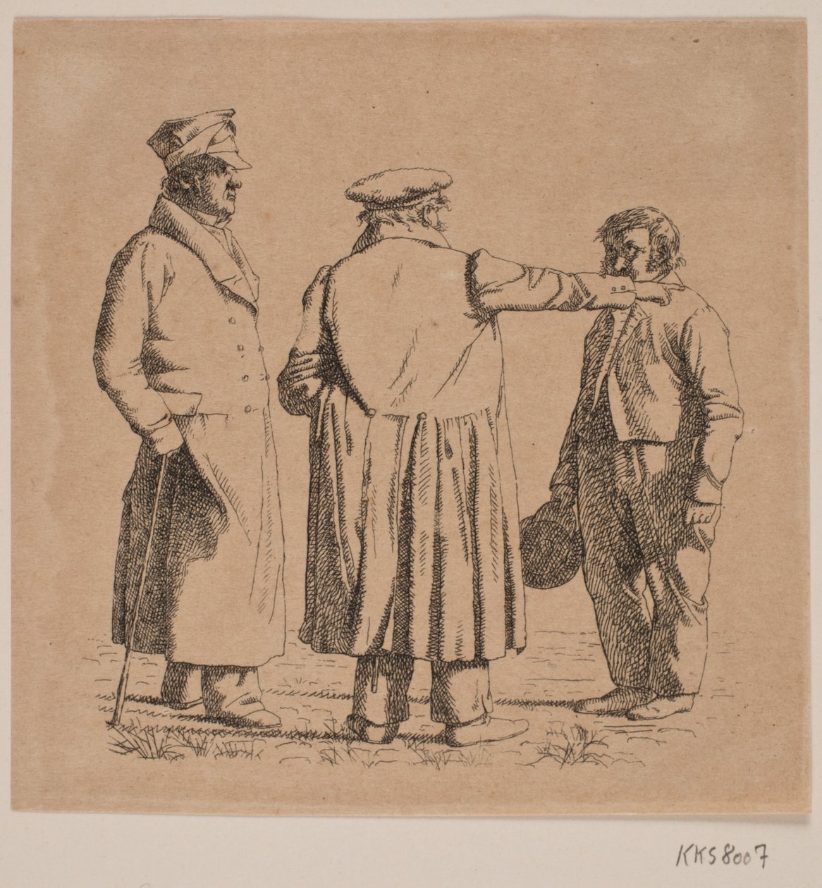 Three Portrait Figures, Baker Købke, Major Krohn, and Slave Sergeant Sprøch by Christen Købke