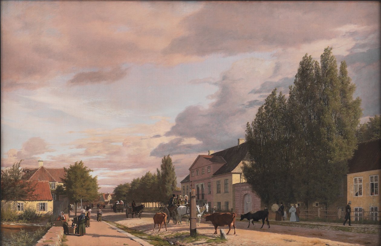 View of a Street in Østerbro outside Copenhagen. Morning Light by Christen Købke