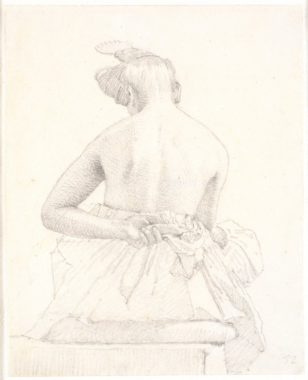 Seated Female Model Seen from Behind by Christen Købke