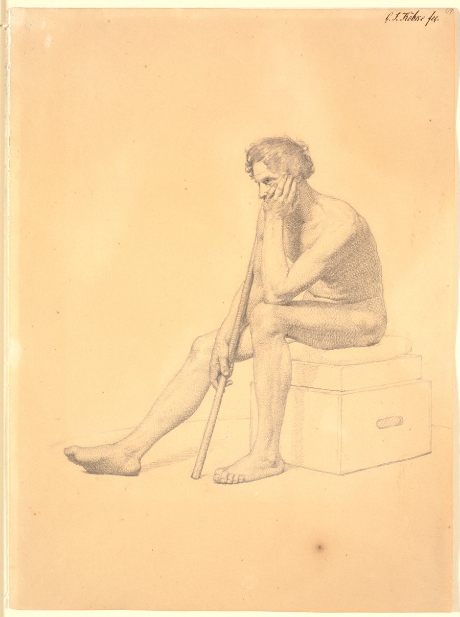 Seated Male Academy Model by Christen Købke