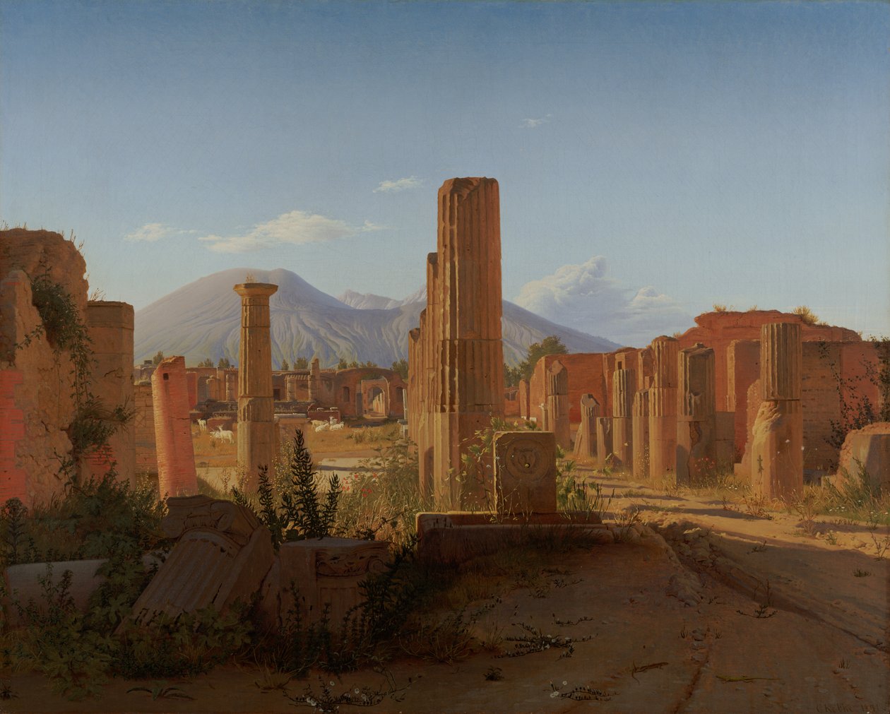 The Forum, Pompeii, with Vesuvius in the Distance by Christen Schjellerup Købke